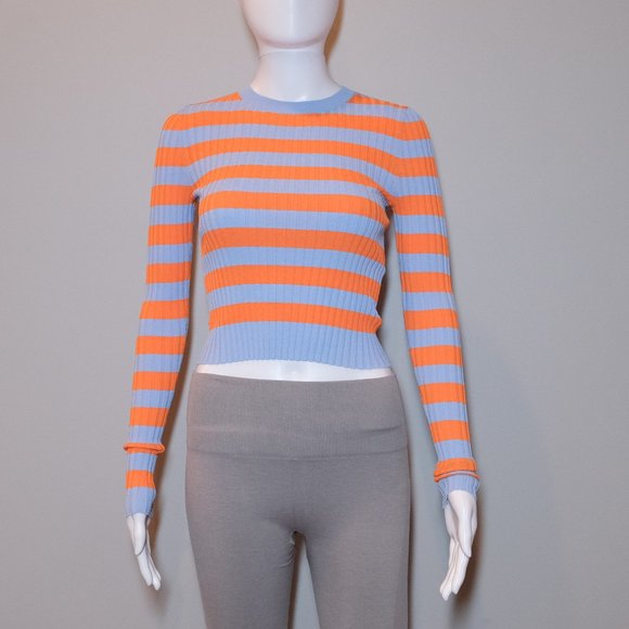 Zara Striped Long Sleeve Top in Orange and Blue - Picture 6 of 8
